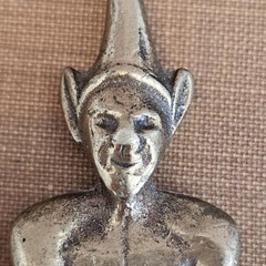 Vtg Solid Brass Elf on Mushroom Figurine Small Pixie Statue Cottagecore Fairy