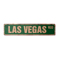 LAS VEGAS BLVD Vintage Street Sign casinos entertainment shows musicals bars
