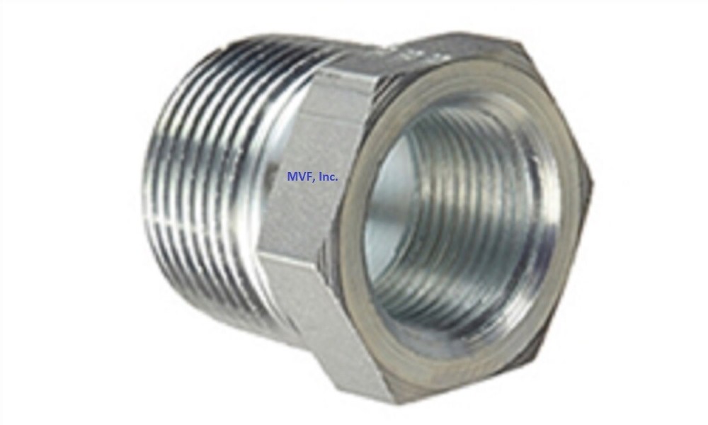 1/2″ MNPT x 3/8″ FNPT Hex Reducing Bushing Plated Steel Hydraulic 5406-08-06