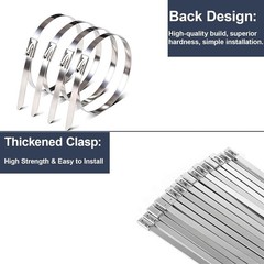 Metal Zip Ties 11.8 Inch 50 Pack Stainless Steel Heavy Duty Self-Locking for …