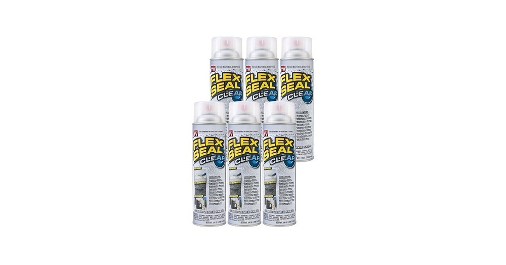 Flex Seal Spray Rubber Sealant 14 oz – Clear – Waterproof Coating – Pack of 6