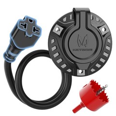 15A 125V AC Port Plug, 5-in-1 T-Blade Adapter & 18” Extension Cord Waterproof