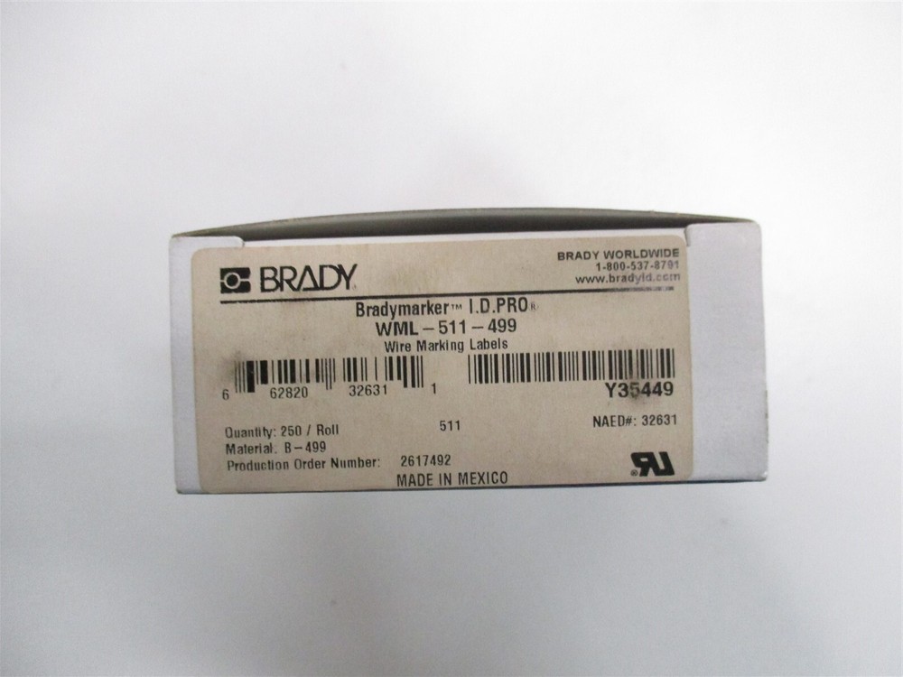 Brady WML-511-499 White 250 Labels per Roll 1″ W Box Of 250 Per Sale