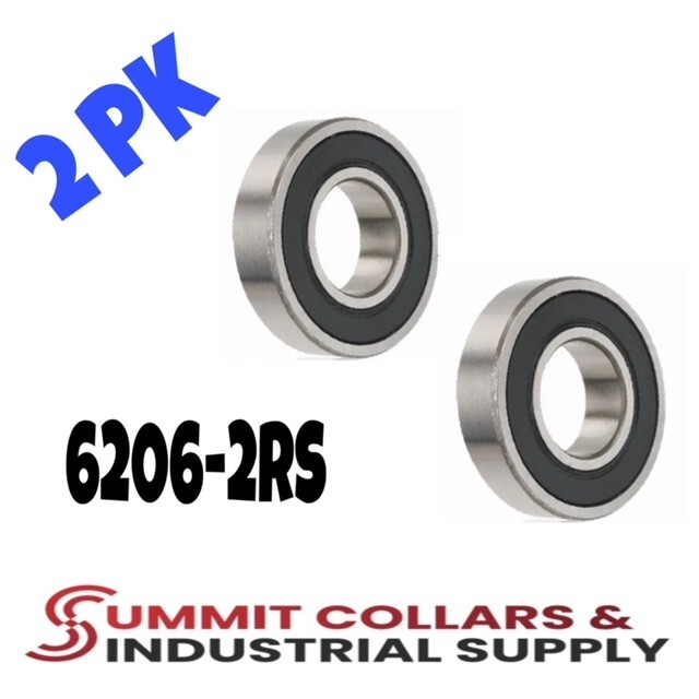6206-2RS C3 EMQ Premium Rubber Sealed Ball Bearing, 30x62x16, 6206RS (2 QTY)