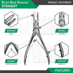 Beyer Bone Rongeur Straight 3.5mm Bite 7″ Double Action Orthopedic Instruments