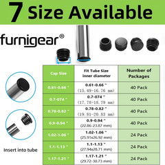Plastic Plugs Furnigear Tubing End Caps Chair End Caps 1″ outside Bottom round T