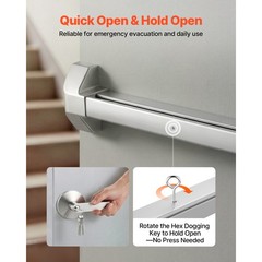 Uimoso Push Bar Panic Exit Device for Doors with Exterior Lever, 41″