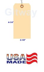 100 Pack 4 1/4″ x 2 1/8″ Size 4 Manila Inventory Pre Wired Hang Tags with Wire