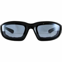 Birdz Eyewear Oriole Padded Motorcycle Riding Sunglasses Black Frame w/ Blue