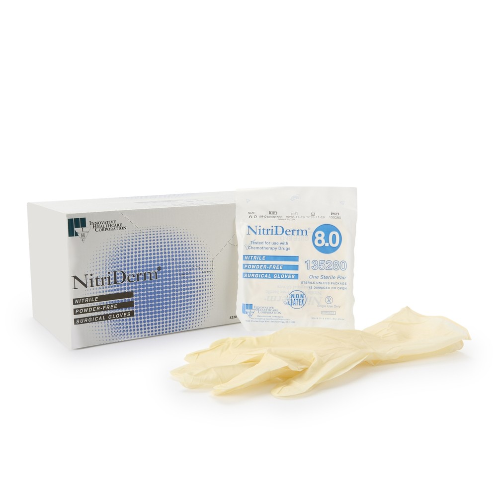 Innovative Healthcare 135280 Nitriderm Nitrile Gloves Size #8.0 Sterile 50 Pairs
