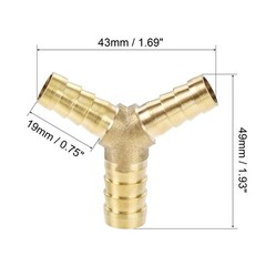 2Pcs Reducing Barb Hose Fitting Y Shape Pipe Connector Brass 1/2″ x 3/8″ x 3/8″
