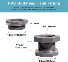 Secure and Easy-to-Install 3/4 Inch PVC Bulkhead Adapters Set of 3 with Plugs