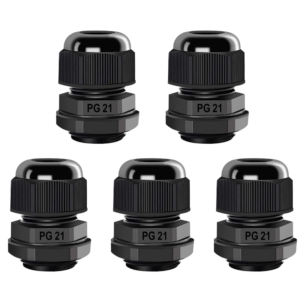 Cable Gland PG21 5 Packs IP68 Waterproof Nylon Cable Connectors with Locknut …