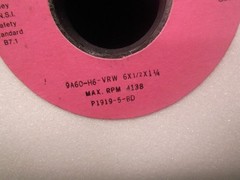 Cincinnati Milacron Grinding wheel 9A60-H6-VRW 6 x 1/2 x 1-1/4″ 4138 RPM 60 grit