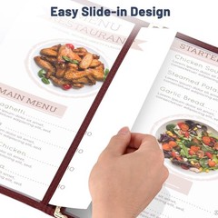 WeChef 30pcs Menu Cover 8.5×14 Triple Fold 6 View Double Stitch Restaurant Cafe