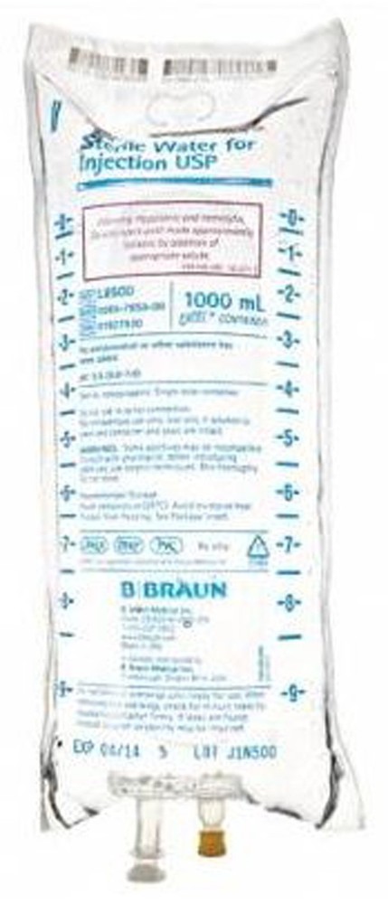 B Braun L8500 Sterile Water For Injection Bags PVC Free 1000mL