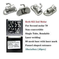 10 sets Dental Orthodontic Buccal Tube 1st 2nd Molar Bracket Roth 022 Mesh Tubes
