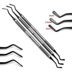 Dental Flat Plastic Set of 3 Composite Filling Instruments Mate Black Tips