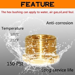 Corrosion-Resistant 3/4″ to 3/8″ NPT Brass Reducer – 2 Pieces for Plumbing