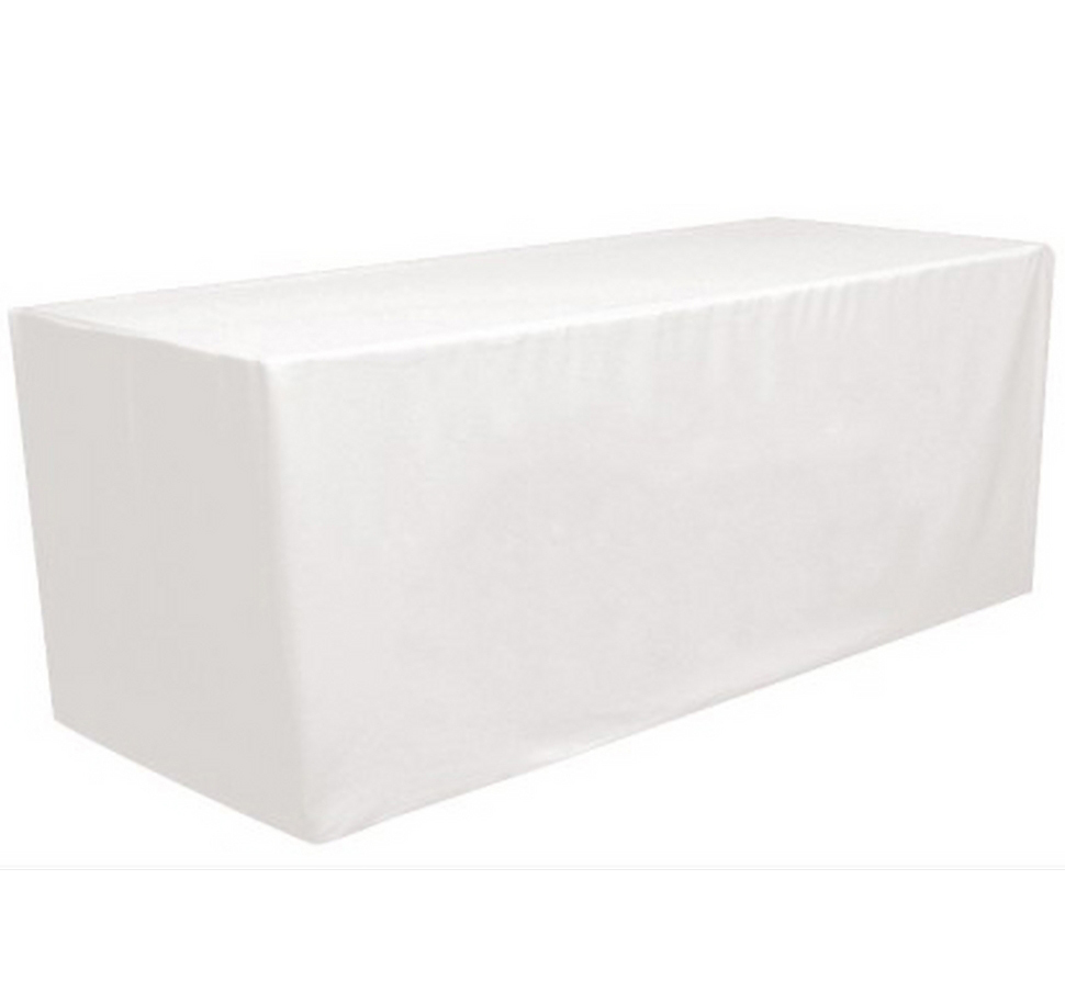8′ ft. Fitted Polyester Tablecloth Table Cover Wedding Banquet Party White