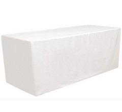 8′ ft. Fitted Polyester Tablecloth Table Cover Wedding Banquet Party White