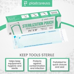 2.75″ x 10″ Self-Sealing Sterilization Pouches for Autoclave (1 Box of 200)