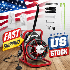 75Ft 1/2″ Drain Cleaner Machine with Auto Feed & 4 Cutters, Heavy Duty Electric