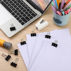 500 Pack 1″ Black Binder Clips – Medium Metal Paper Clamps for Office, School &