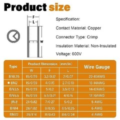 16 14 AWG Non Insulated Butt Connectors Crimps Pure Copper Wi Style: 16-14 AWG