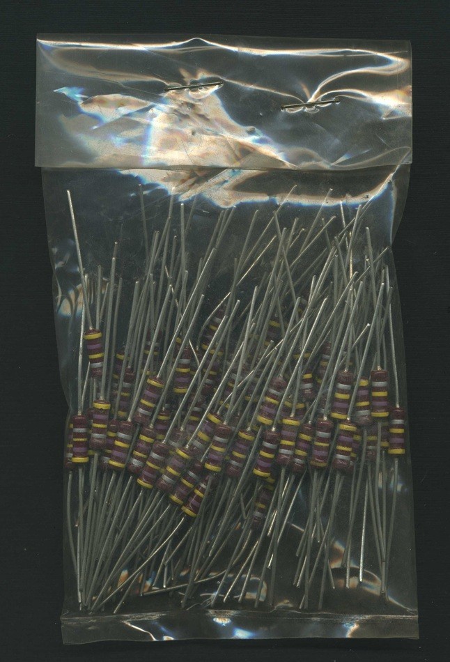 NOS Vintage Sealed Bag of 100 pcs Carbon Composition Resistors 1/2 W 470K Ohm 5%
