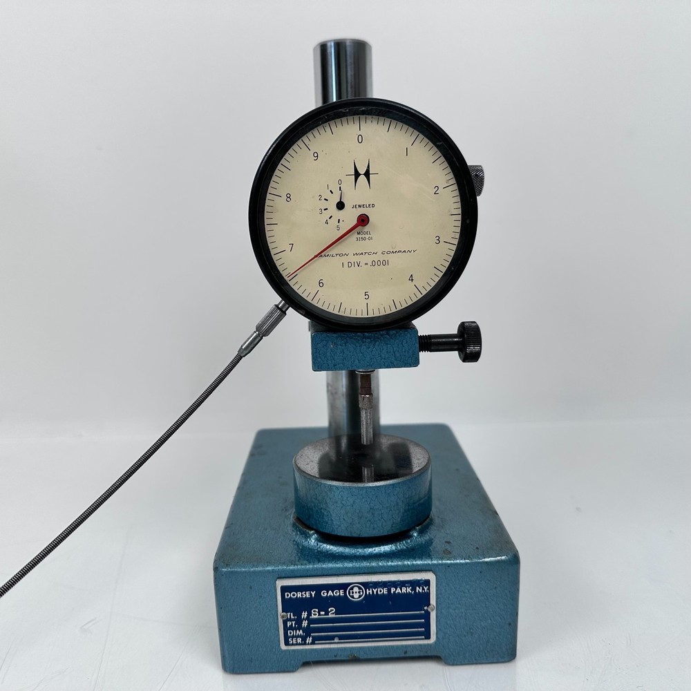 Dorsey Gage S-2 Thickness Gauge w/ 3150-01 Hamilton Dial Indicator 1 Div.=.0001