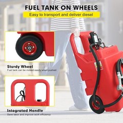 Portable 32 Gallon 120 L Fuel Tank with 12 V Diesel Pump 13 ft Delivery Hose Red