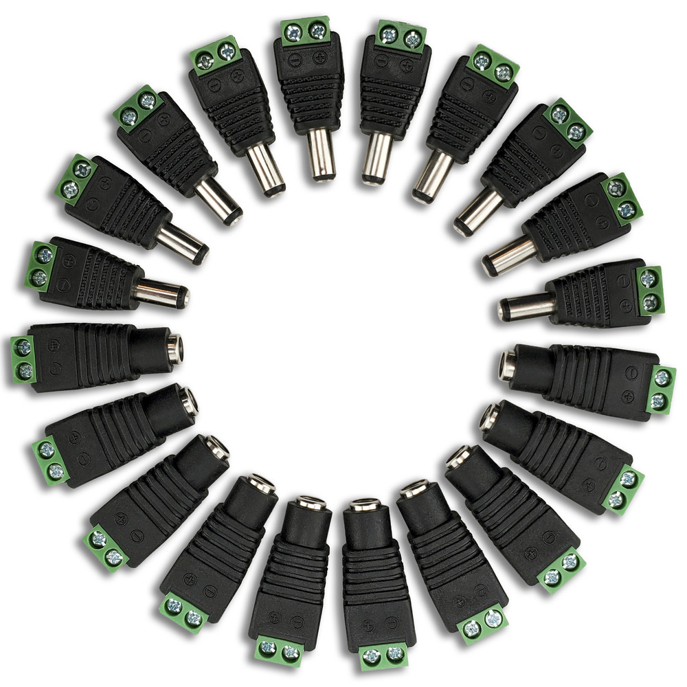 Pack of 10 Male/Female 12V DC Power Connectors 5.5mm Jack by SatelliteSale