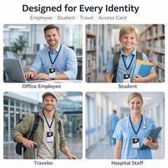 6 Pack Vertical ID Badge Holder Clear Plastic Waterproof Name Tag Card Sleeve