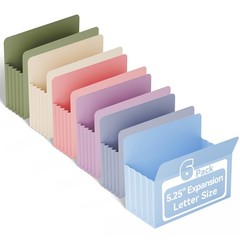 6 PCS Heavy Duty Expanding 5.25 Inch File Pockets Letter Size Holds 8.5×11 In