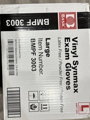 10 Boxes of 100 – Synmax Vinyl Exam Gloves Large BMPF 3003
