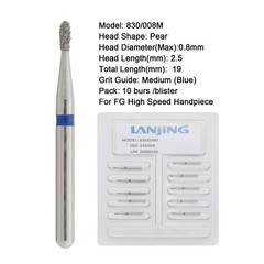 Dental Diamond Burs Pear Shape FG High Speed Bur 830 830L Friction Grip Coarse