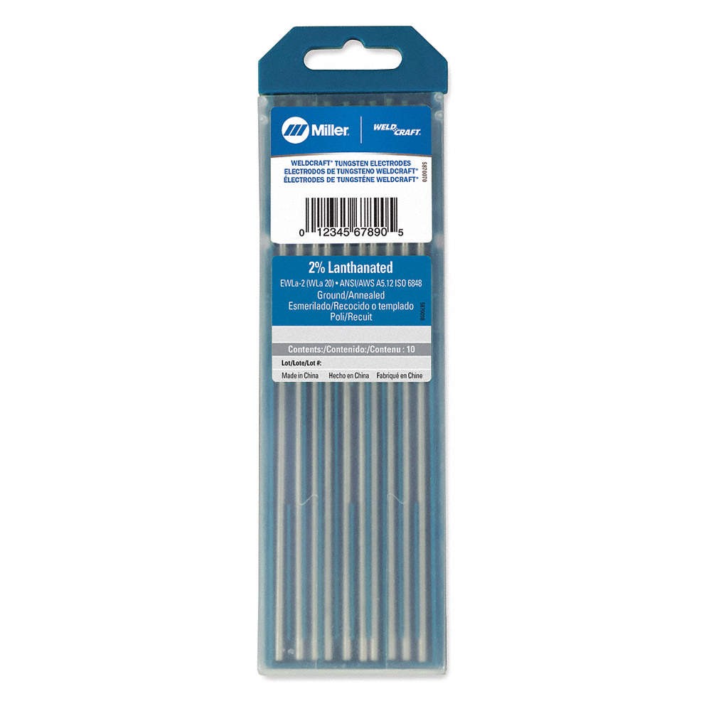 MILLER ELECTRIC WL2018X7 WELDCRAFT Blue Tungsten Electrode,PK10 22UM22