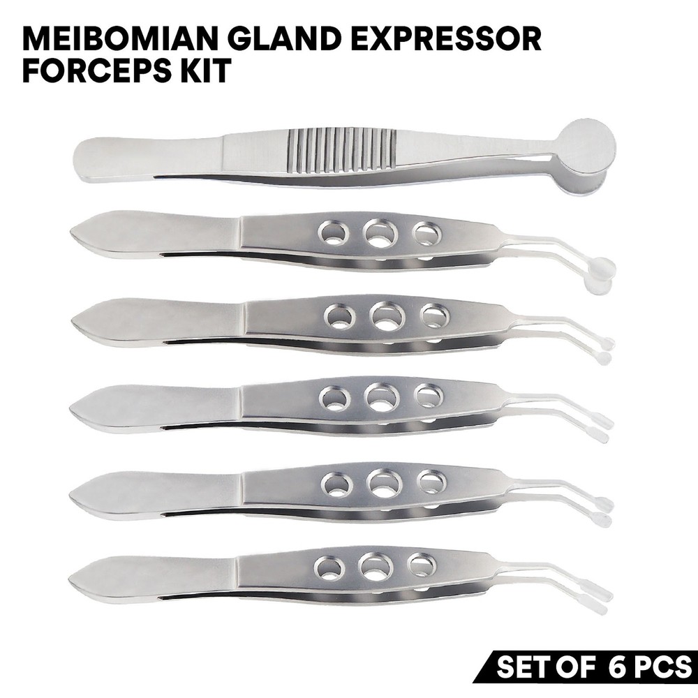 6 Pcs Meibomian Gland Expressor Forceps Kit Ophthalmic Instruments German Grade