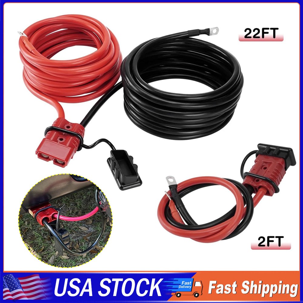 24 FT Quick Disconnect Winch Power Cable, 4 Gauge 4 AWG Wiring For Winch Trailer