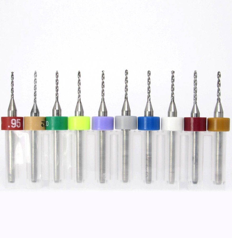 Micro PCB Drill Bits Set 0.95–1.15mm (.037–.0465″) Solid Carbide 1/8″ Shank CNC