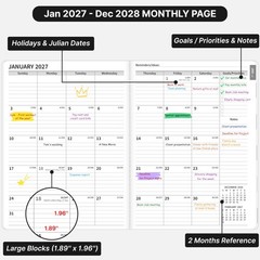 2027-2028 Monthly Planner, 2 Year Calendar Jan 2027 – Dec 2028,…