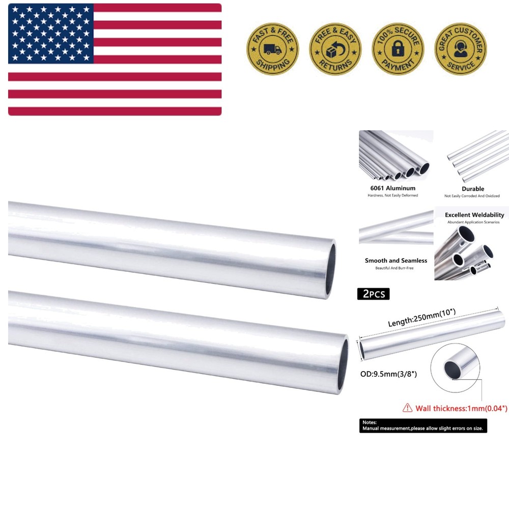 6061 Aluminum Tubing, 3/8″ OD Seamless Aluminum Round Tube, 0.04″ Wall x 10″ …
