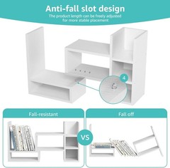 Compact Modern Desk Shelves – Adjustable Organizer with Anti-Fall Features