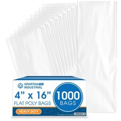 4″ X 16″ Open-End Flat Poly Bags (1000 Count) – 2 Mil Clear Heat-Sealable Pla…