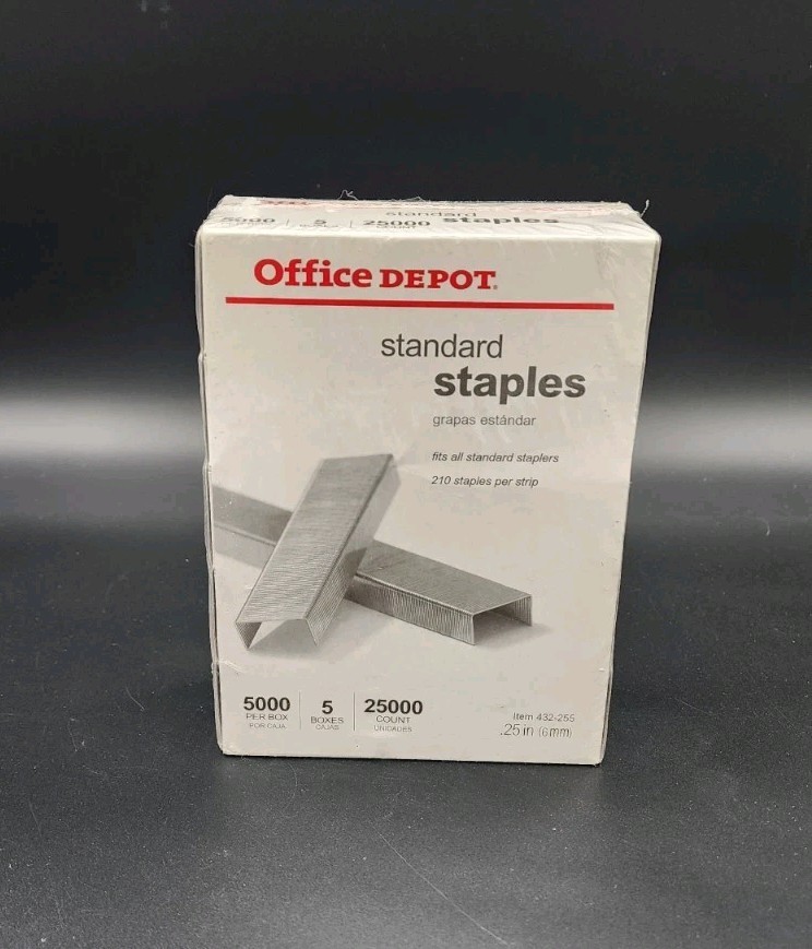 Office Depot ¼ (6cm) Standard Staples – 5 Pack – 25,000 total