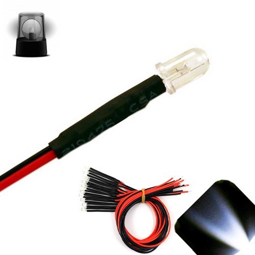 5 x LED Pre wired 12v 5mm Cool Clear White Flashing Blinking Strobe LEDs 9v 6v