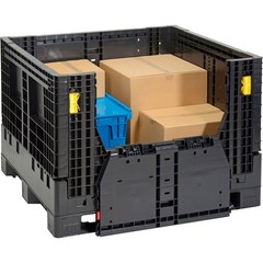 Plastic Folding Bulk Shipping Container 2000 lb. Capacity 48 x 44-1/2 x 34