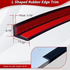 Tile Edge Trim, Flexible Rubber L Shaped Small Size Corner S – 10 FT, Black