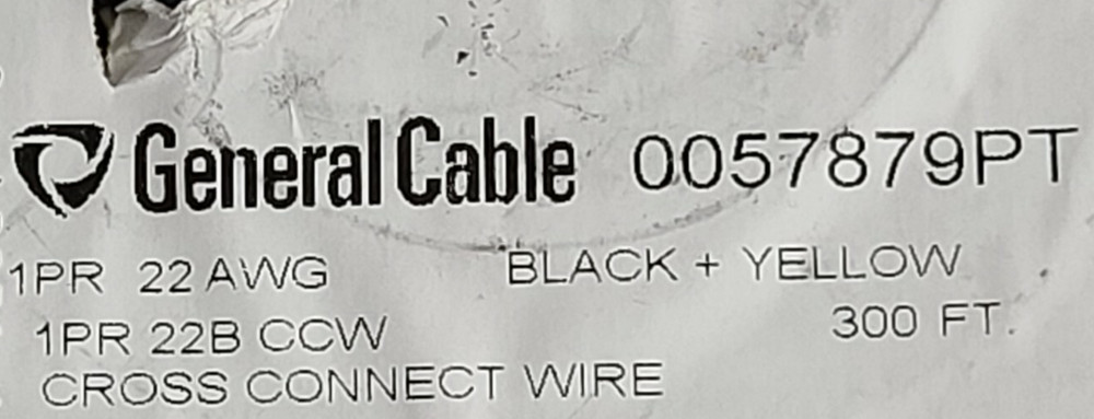300ft Spool General Cable 0057879PT 22/1P Cross-Connect Wire Black/Yellow